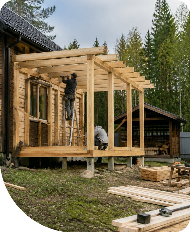 Строительство пристроек и построек на участке в Сатке