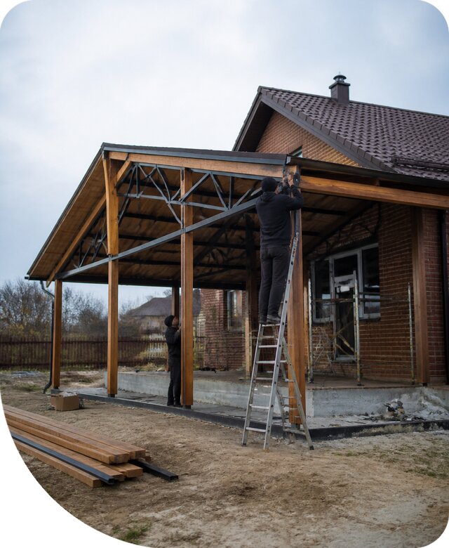 Пристройка навеса к дому и участку в Сатке под ключ