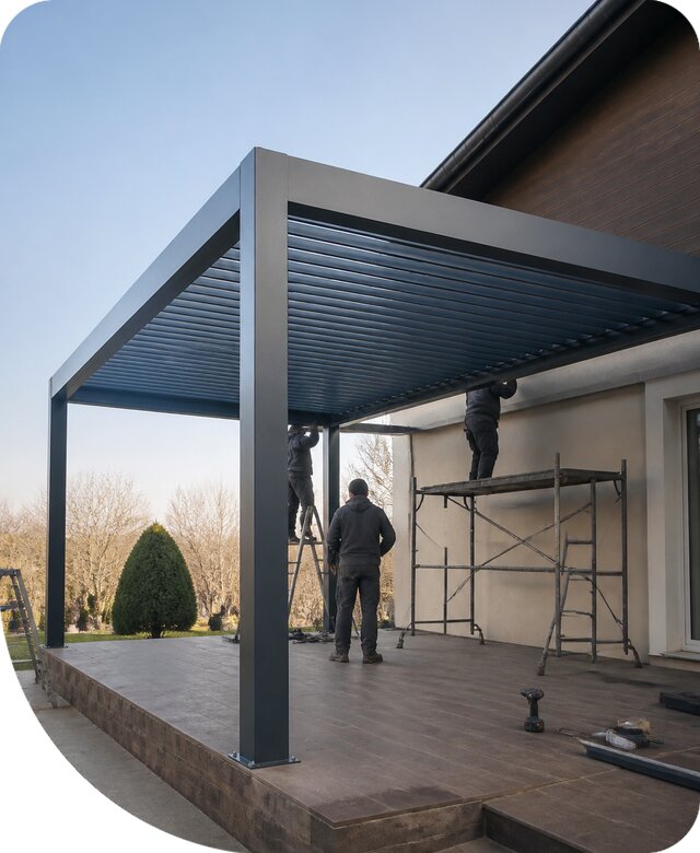 Изготовление и монтаж биоклиматической перголы в Сатке